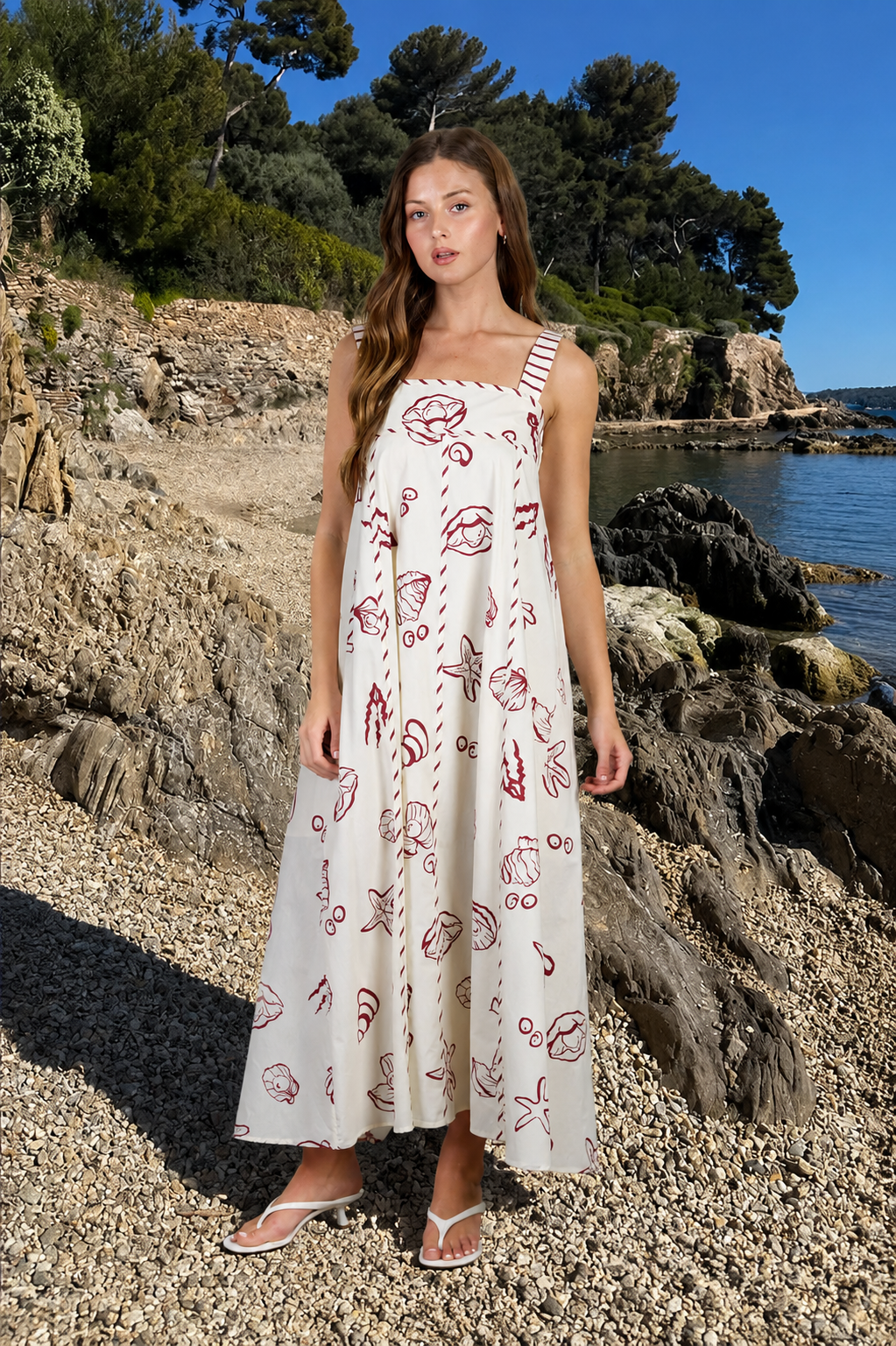 Nautical Empire Waist Sleeveless Midi Dress – Mia's Marketplace