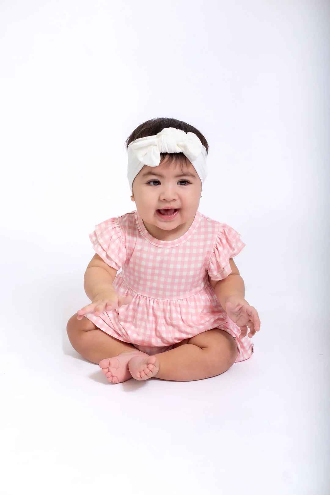 Bodysuit Dress - Gingham in Cottage Pink