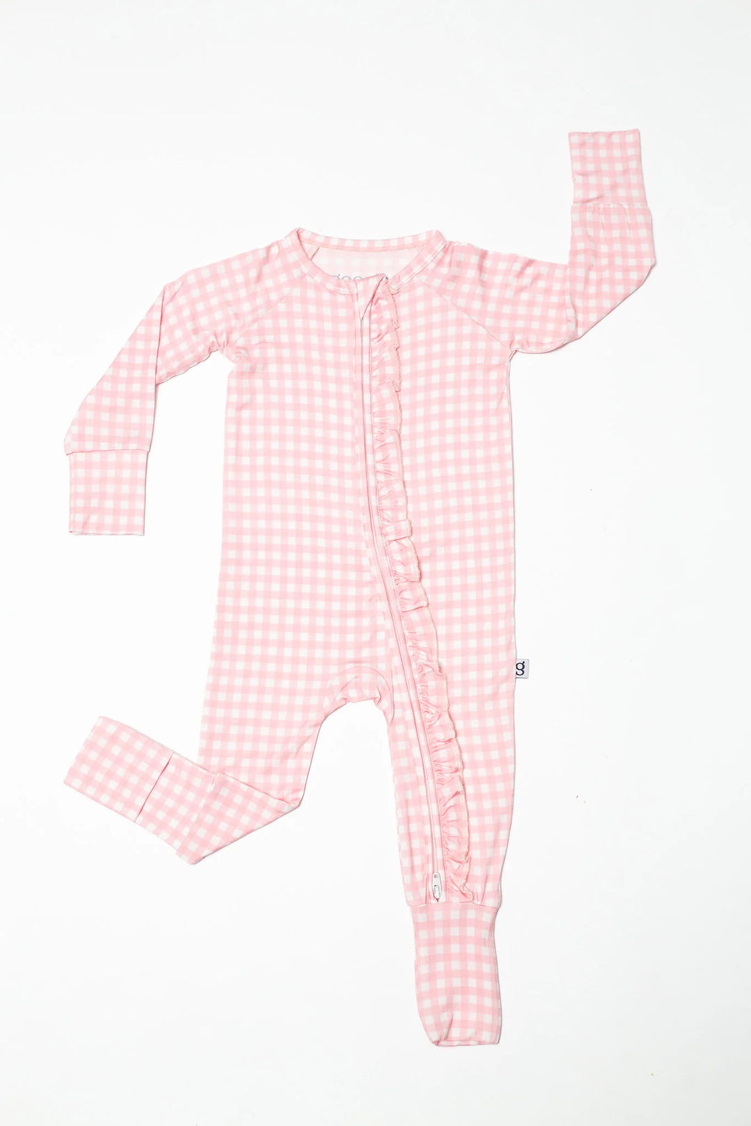 Long Sleeve Zip Pajamas in Cottage Pink Gingham