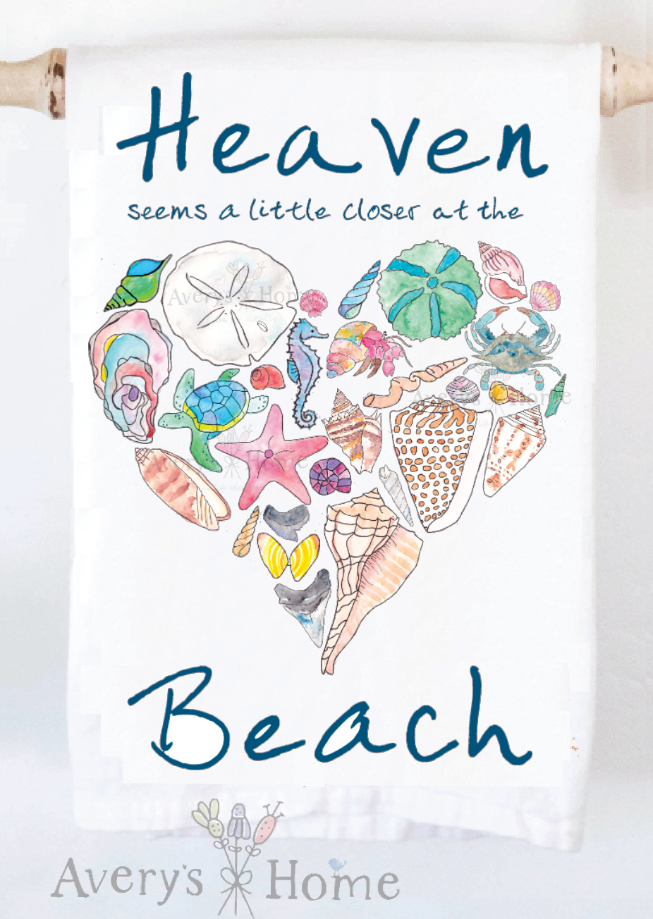 Heaven At the Beach  Coastal Tea Towel