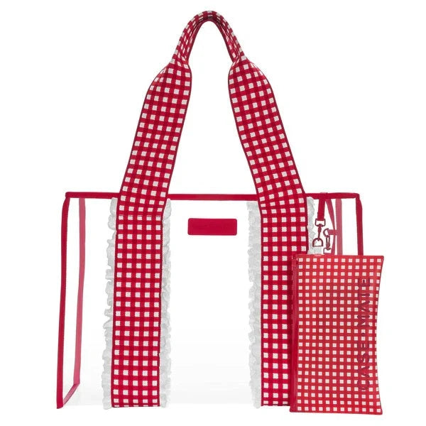 Jelly Tote with Phone Pouch in Cherry Eyelet Gingham