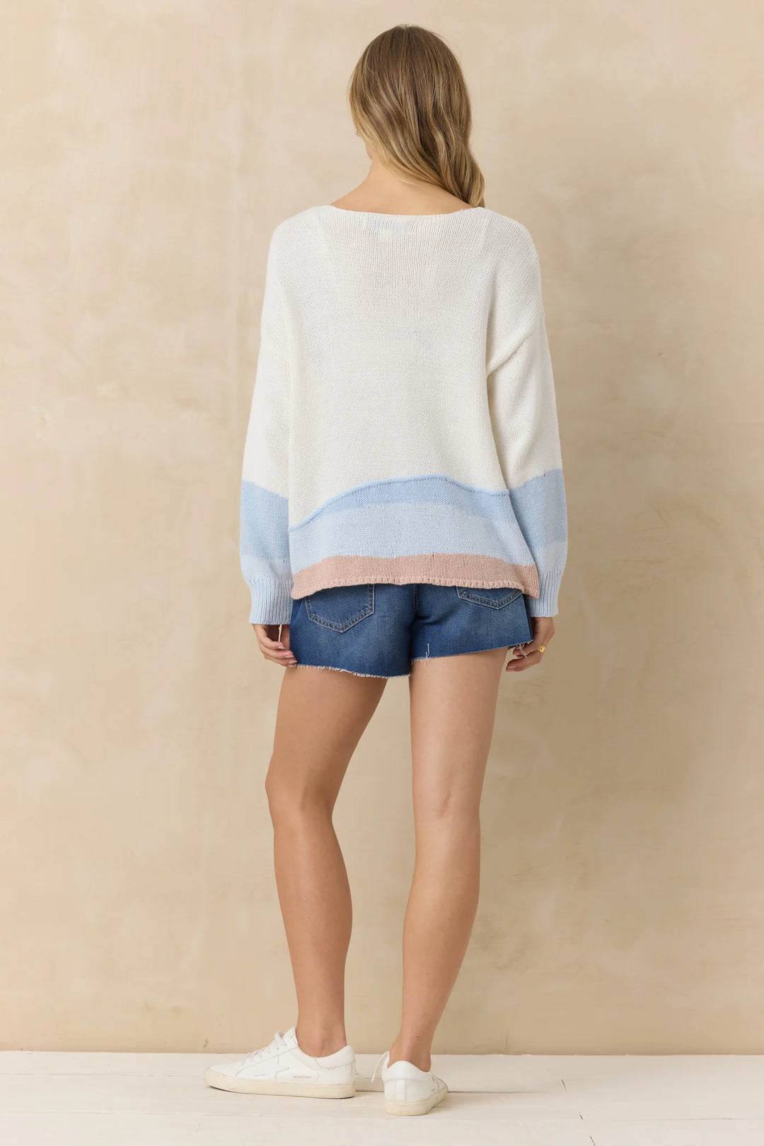 Clean White Ocean Sunrise Knit Beach Sweater