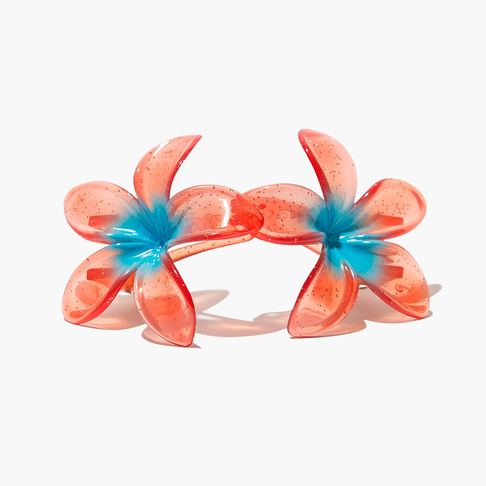 Hair Clips in Blue/Coral