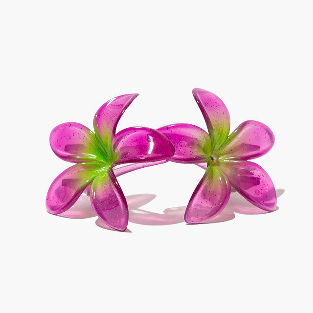 Hair Clips in Green/Fuschia
