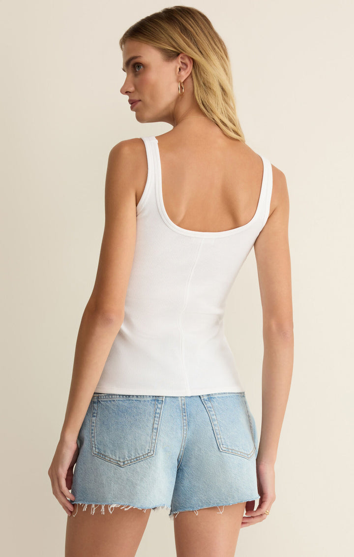 Renae Premium Rib Tank Top in White