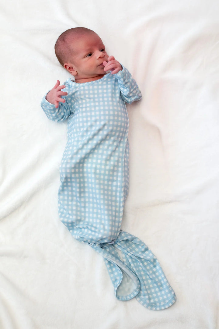 Knotted Gown - Gingham in Cottage Blue