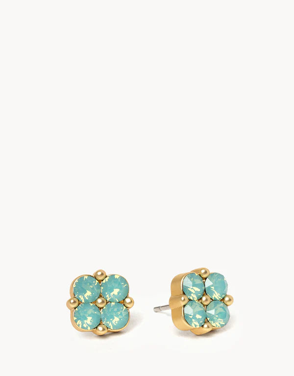 Sea La Vie Stud Earrings Blessed/Sea Foam Clover in Gold