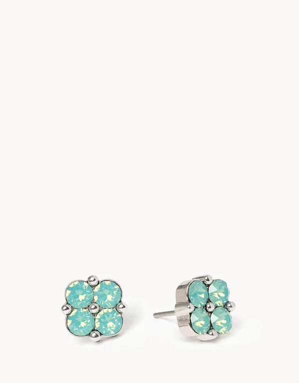 Sea La Vie Stud Earrings Blessed/Sea Foam Clover in Silver