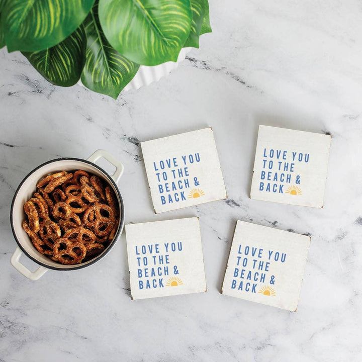 Love You To The Beach Sunset Coaster Set | Coastal Decor