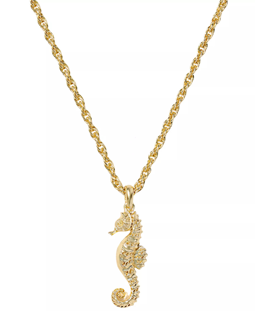 Seahorse Short Pendant Necklace in 14k Gold Over Brass