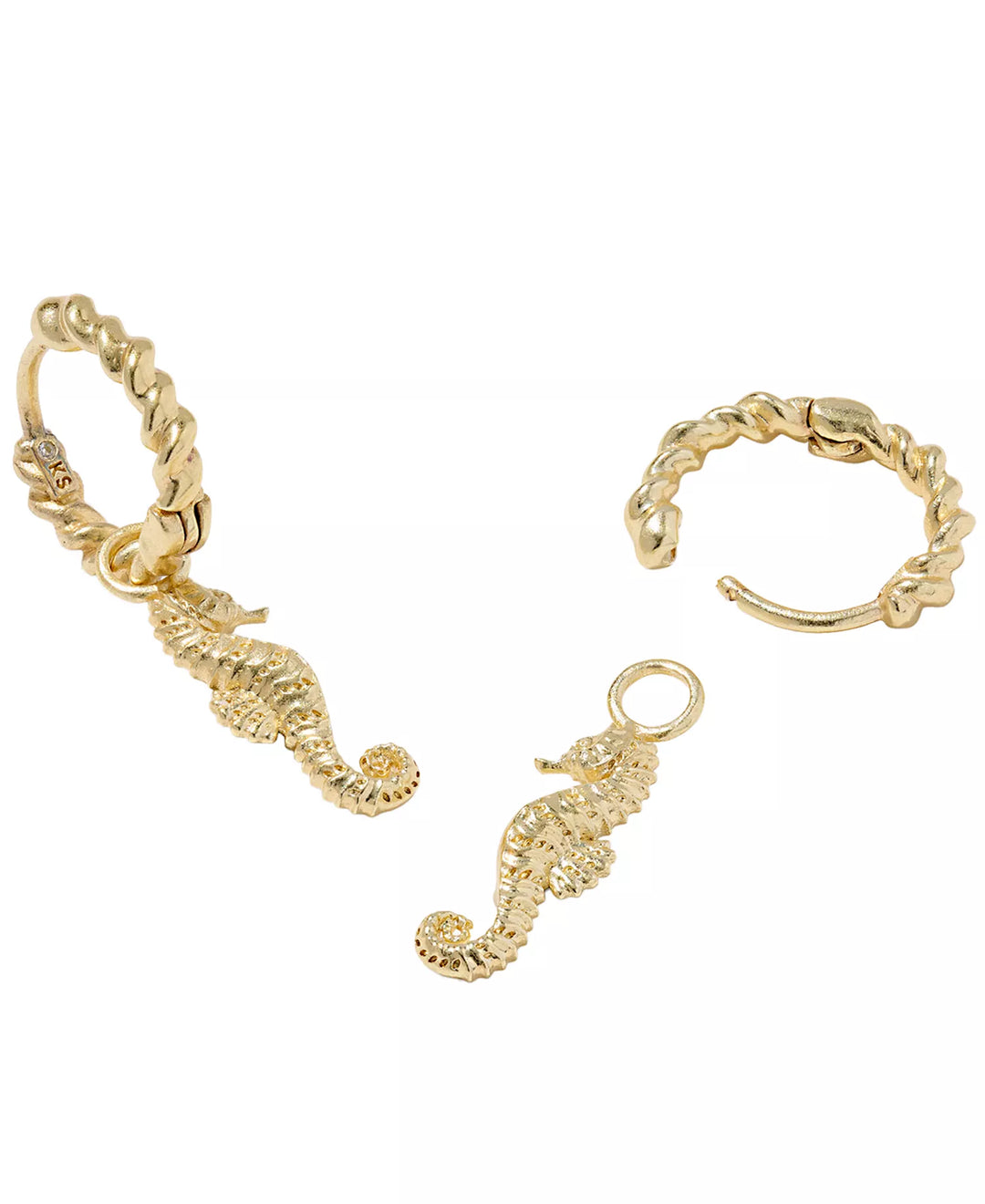 Seahorse 14k Gold Over Brass Huggie Earrings