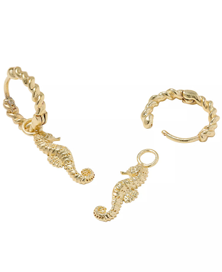 Seahorse 14k Gold Over Brass Huggie Earrings