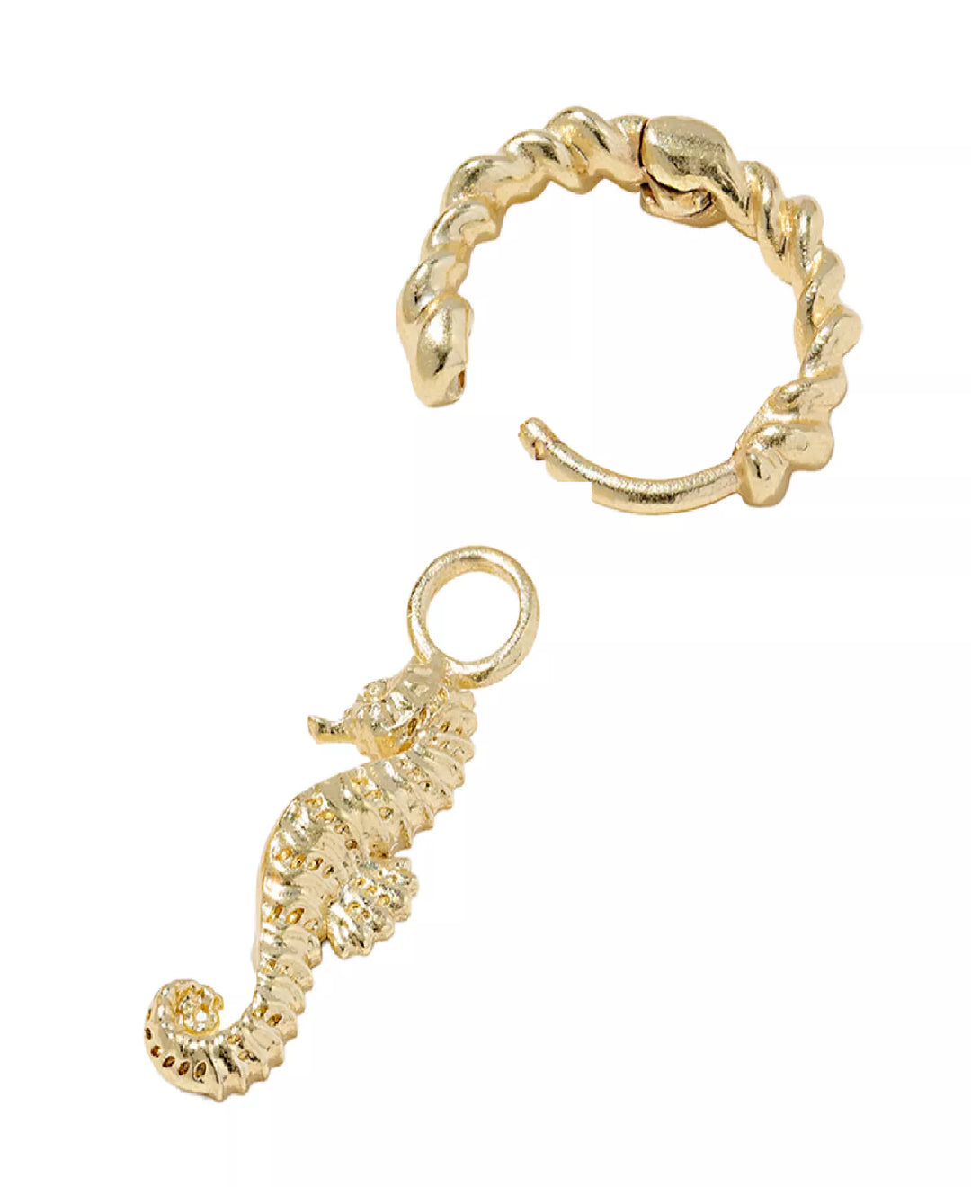 Seahorse 14k Gold Over Brass Huggie Earrings