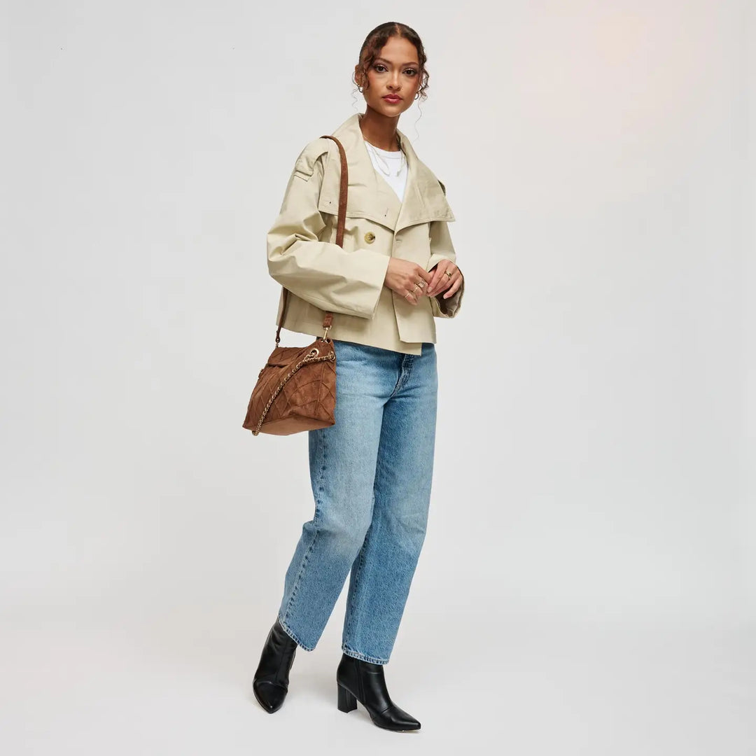 Crew Hobo Suede Handbag in Brown