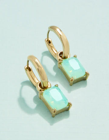 Emerald Drop Convertible Hoop Earrings Sea Foam