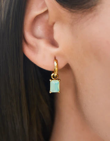Emerald Drop Convertible Hoop Earrings Sea Foam