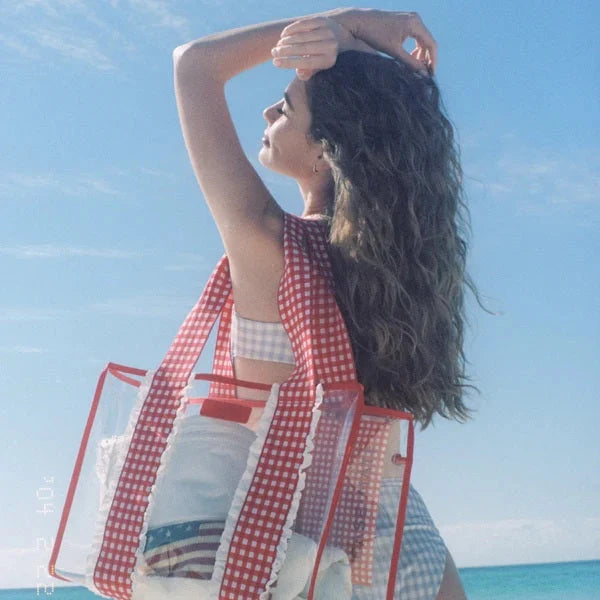 Jelly Tote with Phone Pouch in Cherry Eyelet Gingham