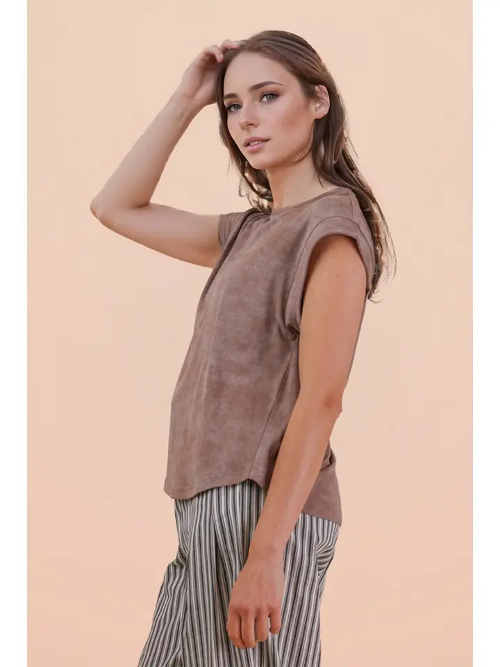 Washed Knit Casual Comfy Top in Mocha