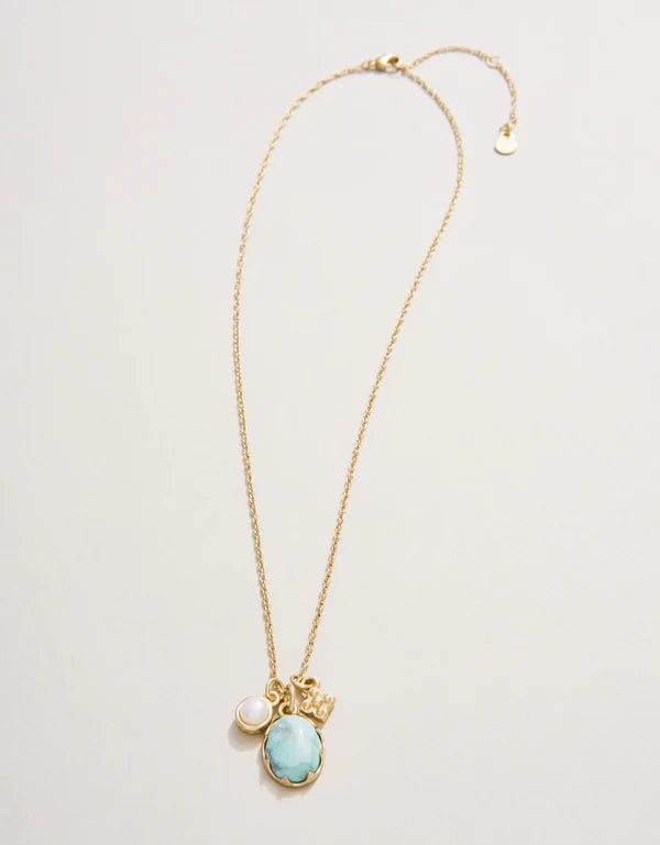 Coralie Charm Necklace 17" Light Turquoise