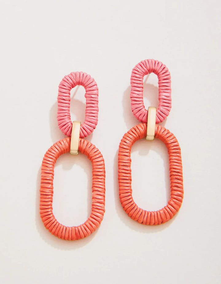 Straw Link Earrings Red