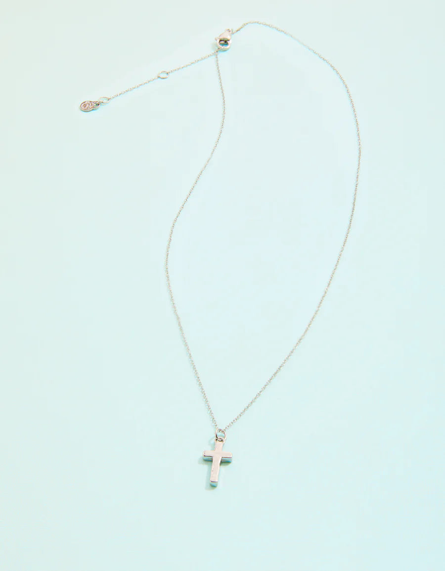 Splash Cross Necklace 17'' in Silver