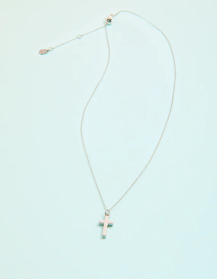 Splash Cross Necklace 17'' in Silver