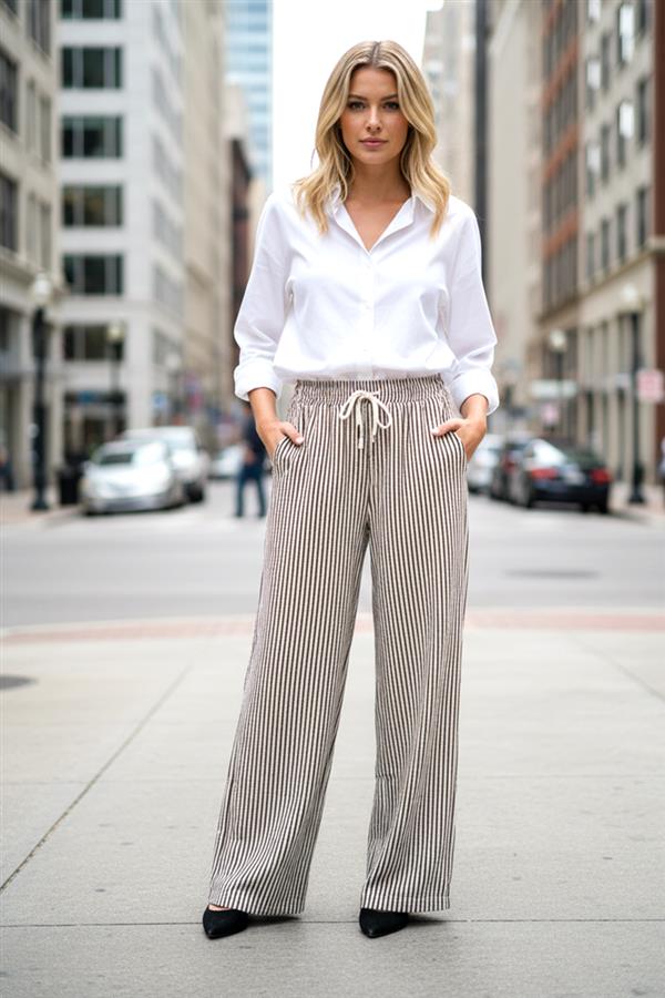 Cora Striped Pants with Drawstring