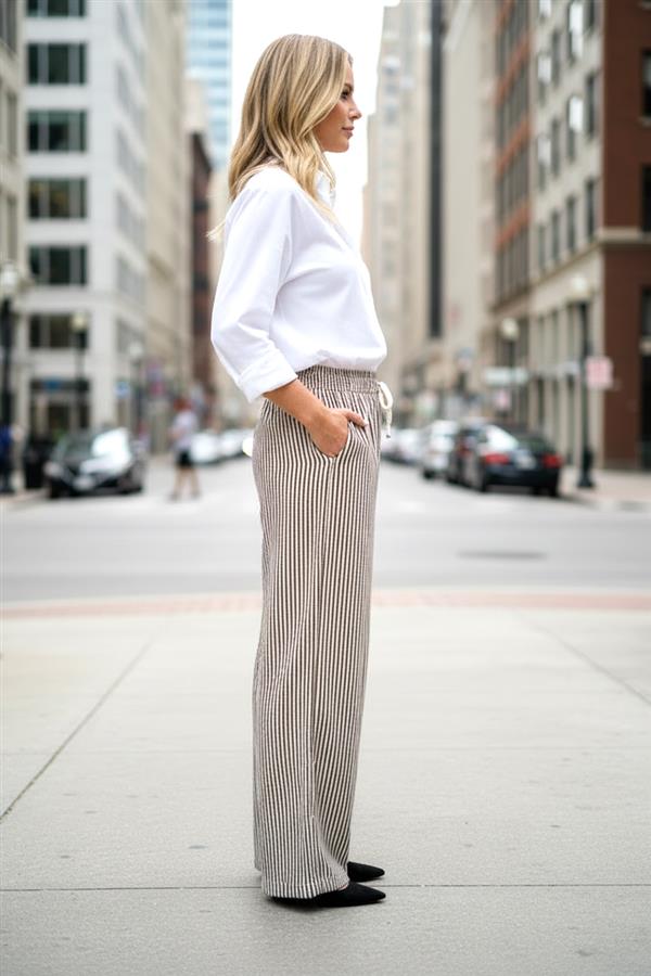 Cora Striped Pants with Drawstring