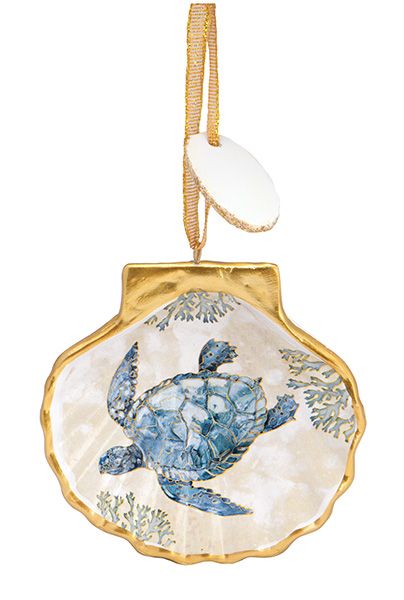Resin Ornament Decorated Scallop Playa Turtle