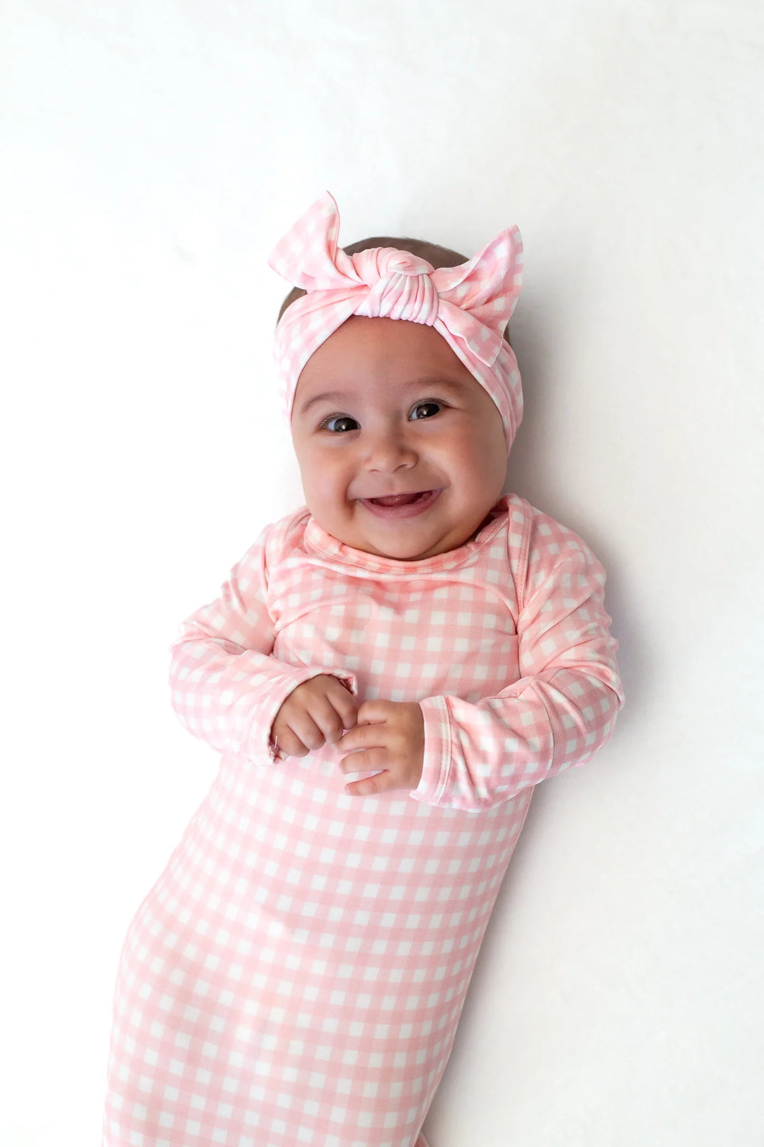 Headband Bow Set - Gingham in Cottage Pink