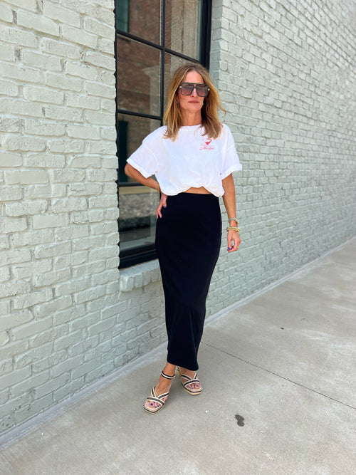 Gail Midi Skirt in True Black