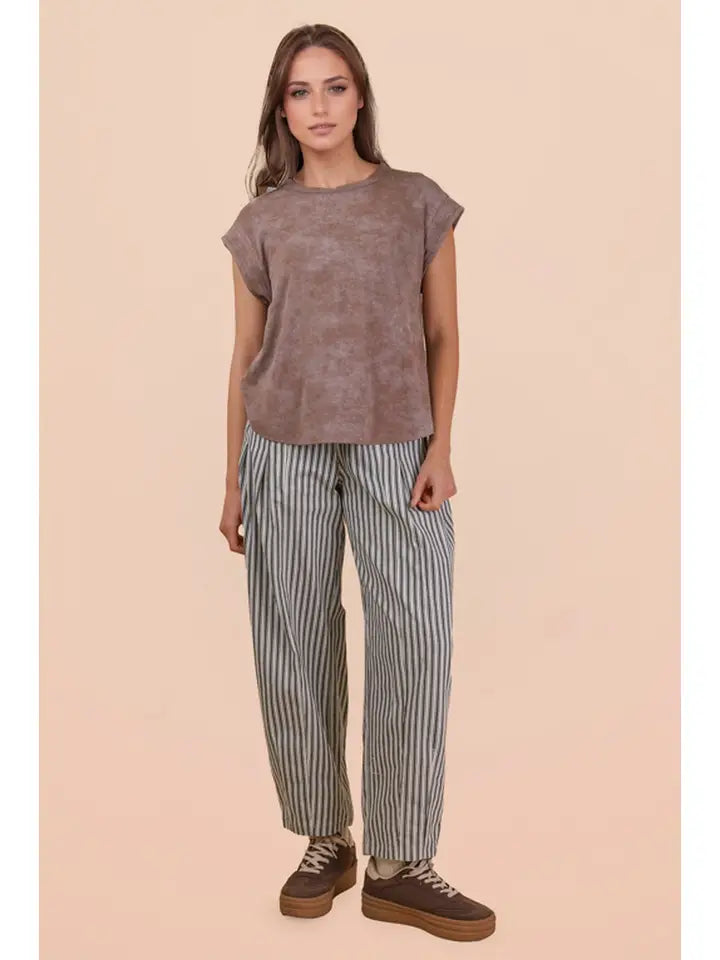 Washed Knit Casual Comfy Top in Mocha