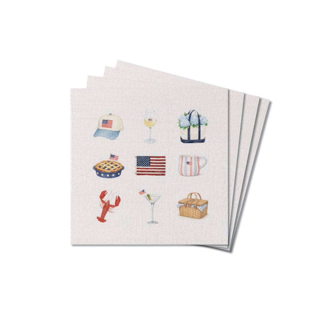 American Summer Icons Coaster Set | USA Drink Coasters