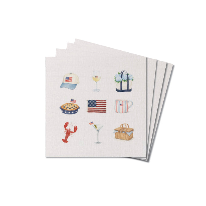 American Summer Icons Coaster Set | USA Drink Coasters