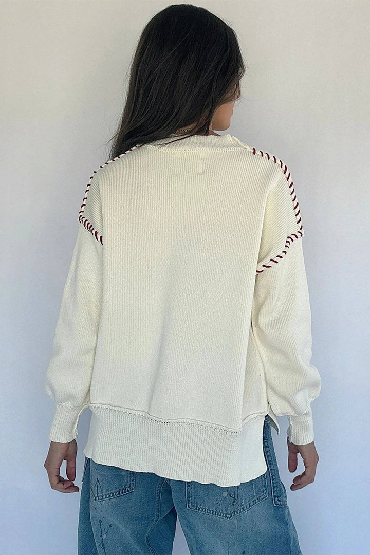 Drop Shoulder Game Day Letter Print Pullover Sweater