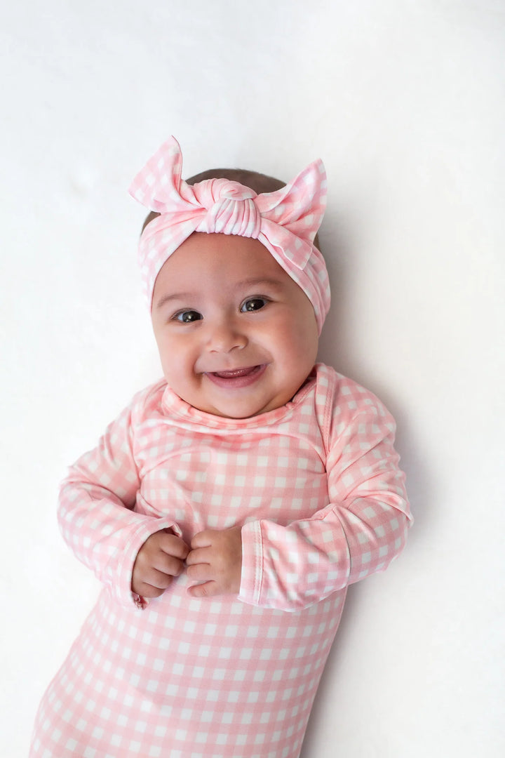 Knotted Gown - Gingham in Cottage Pink