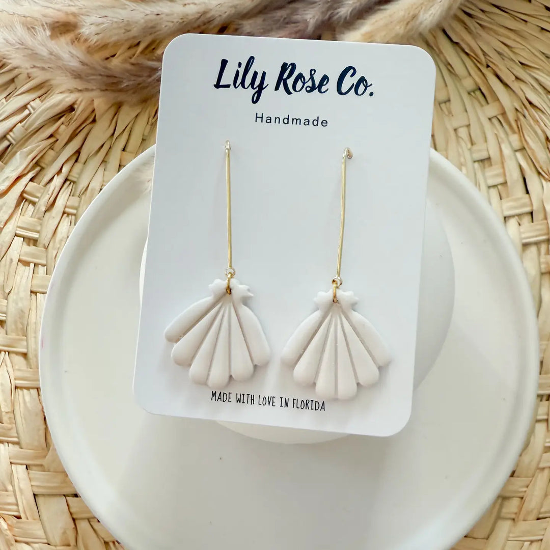 Beach Style Shell Drop Earrings in White