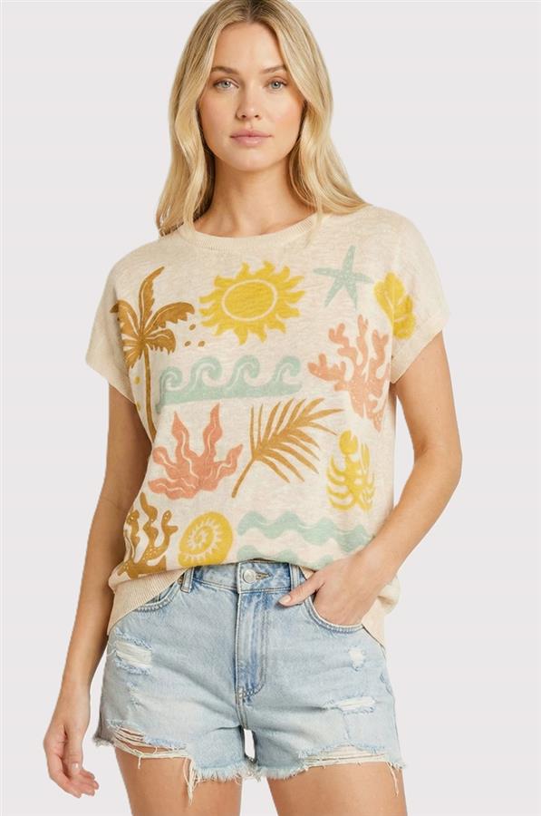 Seashore Beach Theme Short Sleeve Sweater