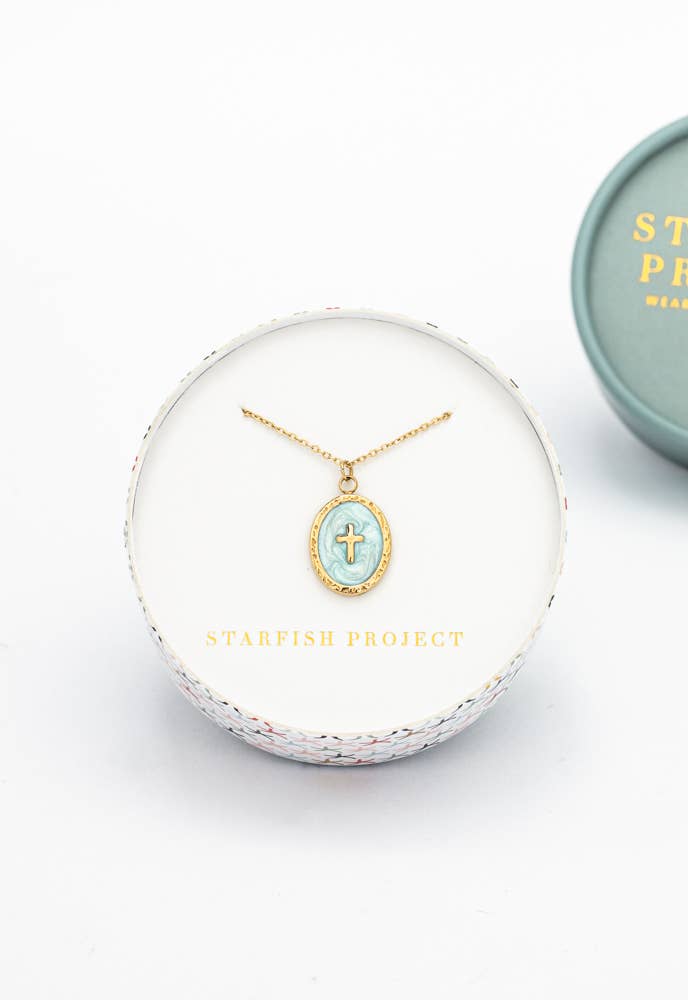 Shine Bright Cross Pendant in Mint
