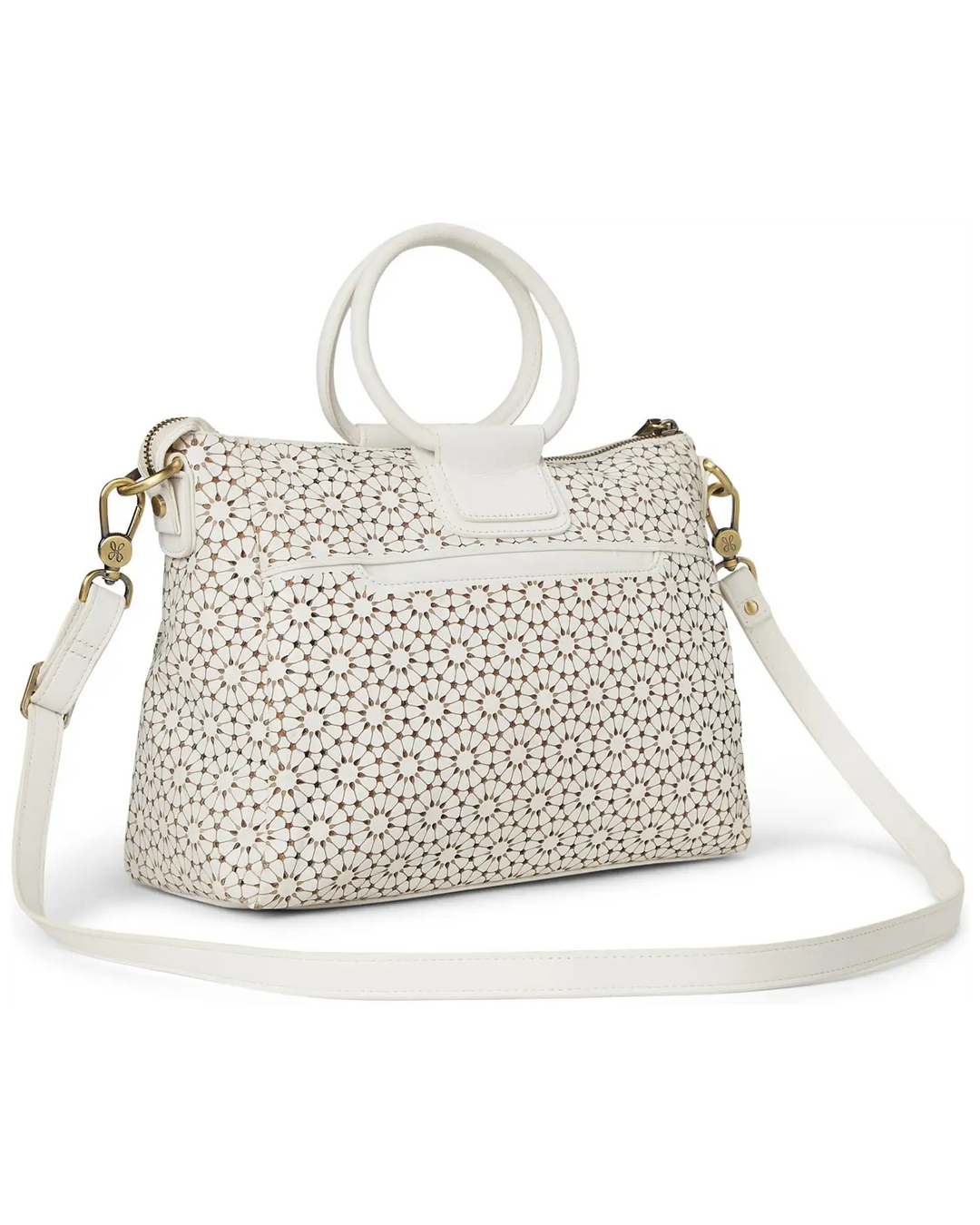 Sheila Medium Satchel in Ecru Daisy Perf