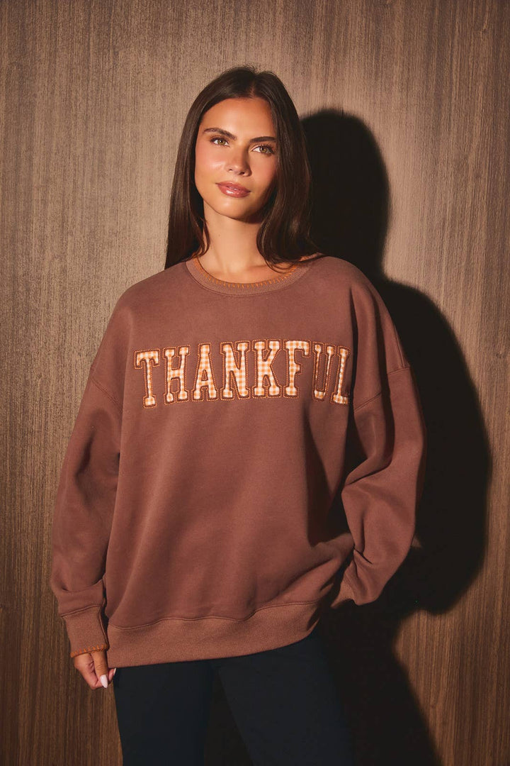 Thankful Graphic Crew Neck Sweatshirt