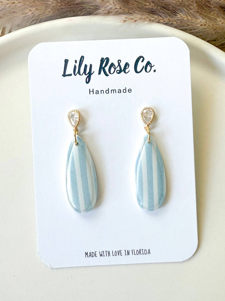 Blue Striped Earrings Clay Earrings