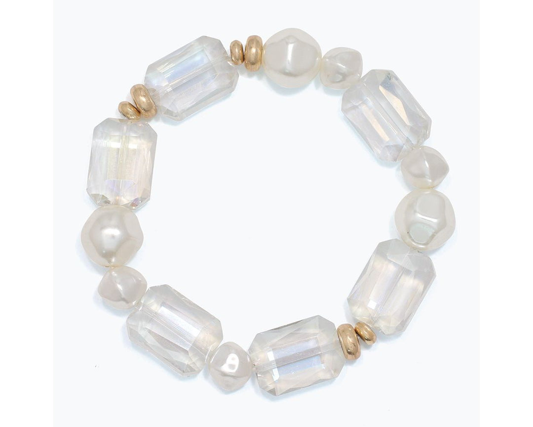 Shimmering AB Crystal and Pearl Bracelet