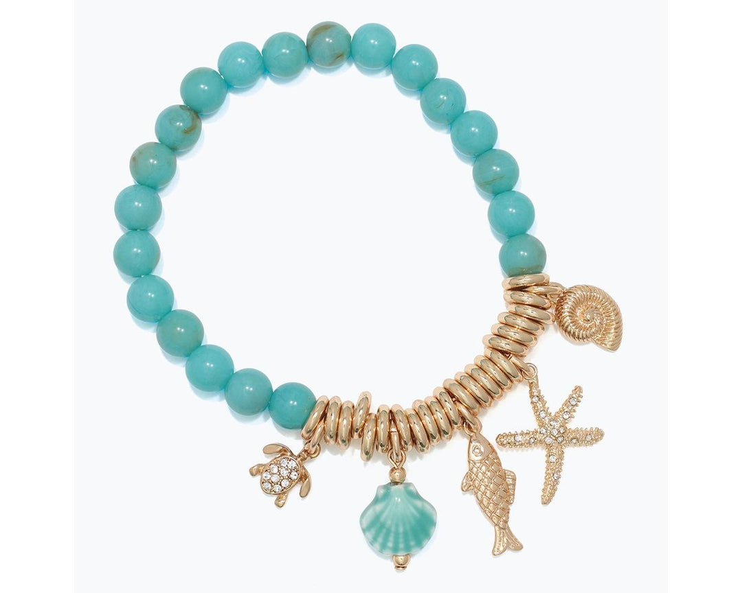 Turquoise with Ceramic Shell and Sea Life Charm Earring