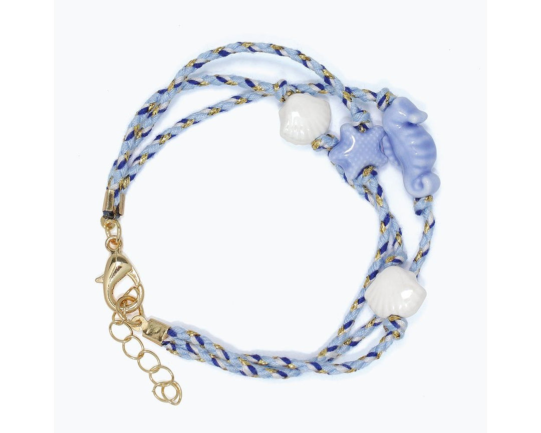 Blue Cord with Sea Charms Bracelet