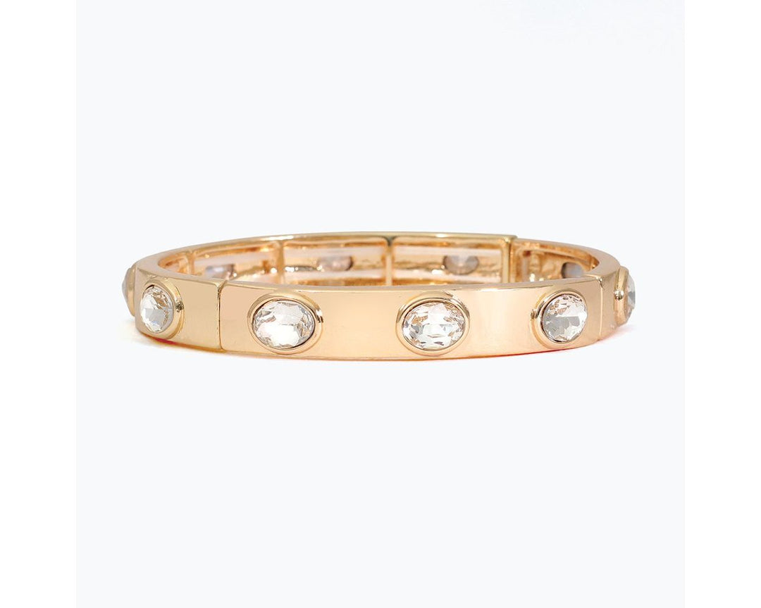 Gold Banglewith Clear Crystal Bracelet