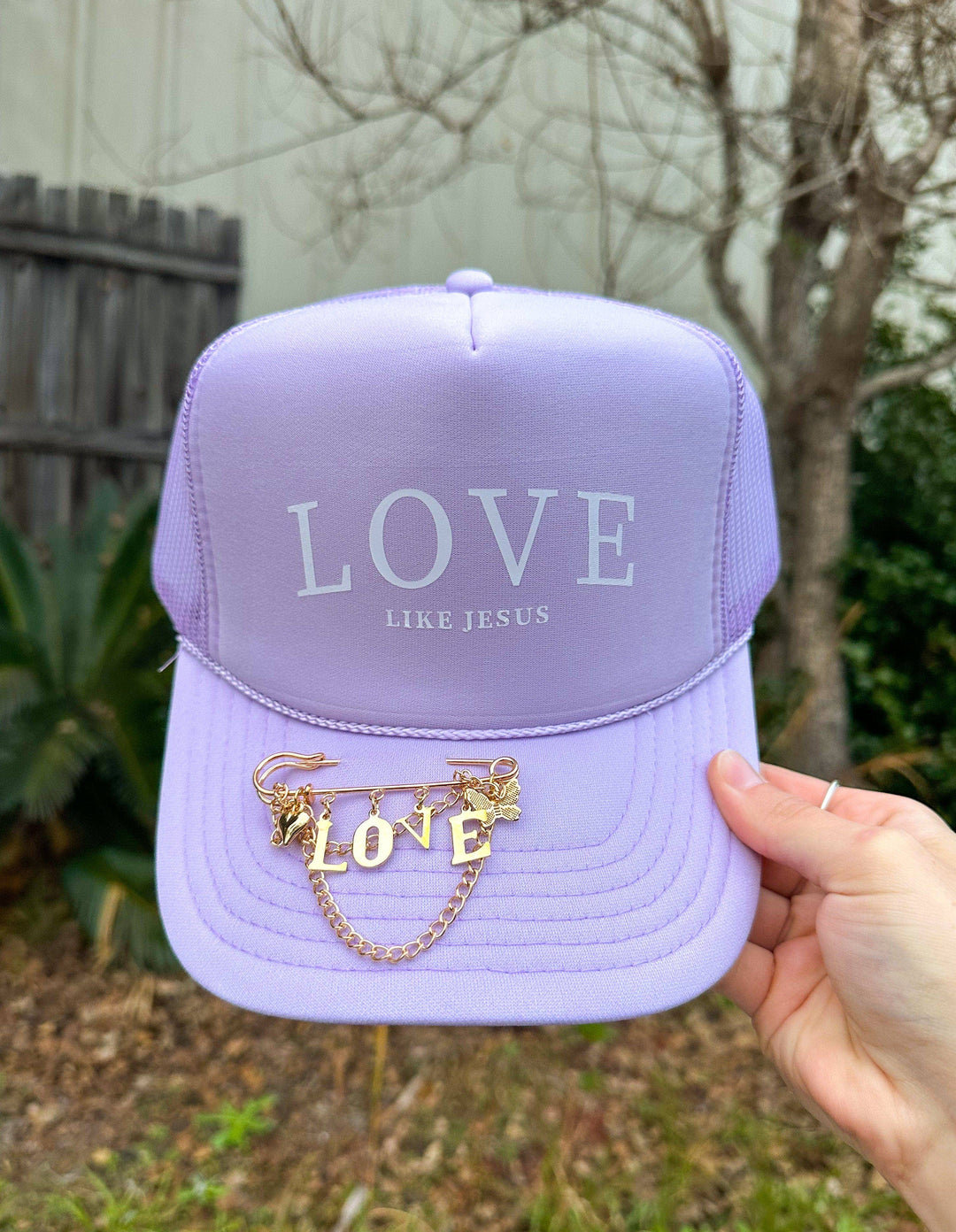 Love Like Jesus Lavender Trucker