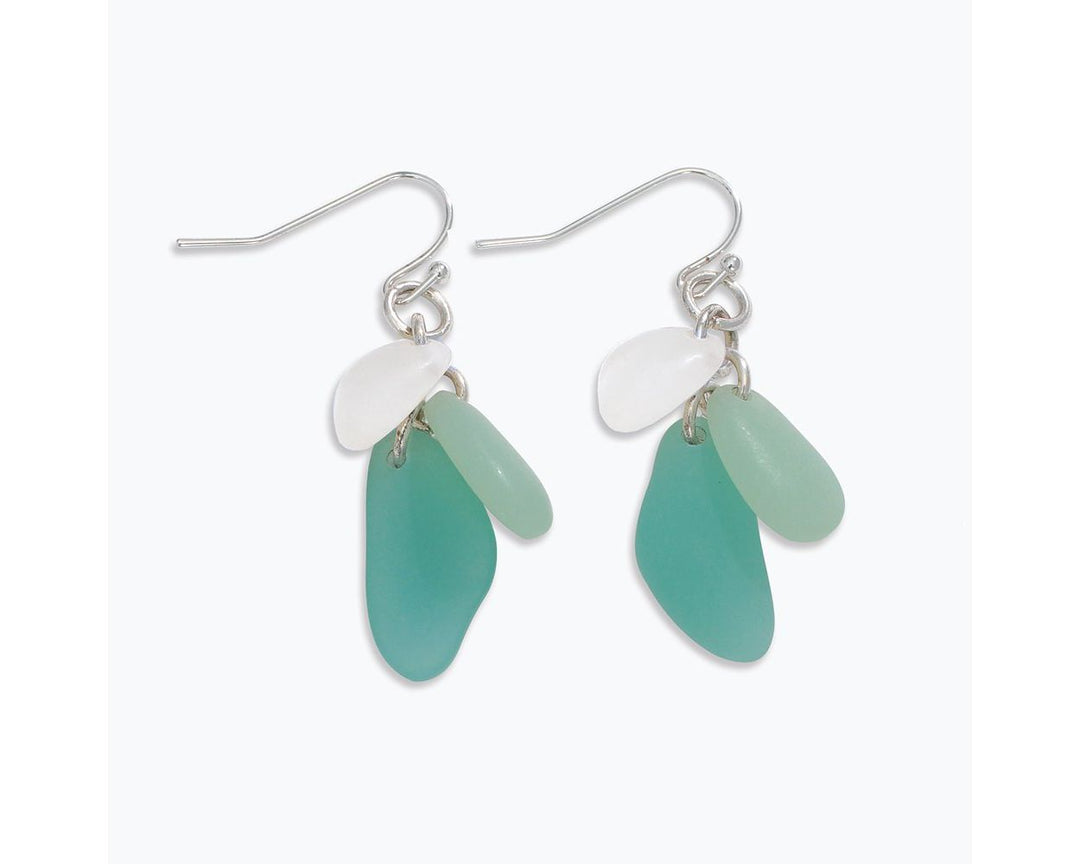 Sea Glass Clusters in Clear, Blue and Teal Earrings