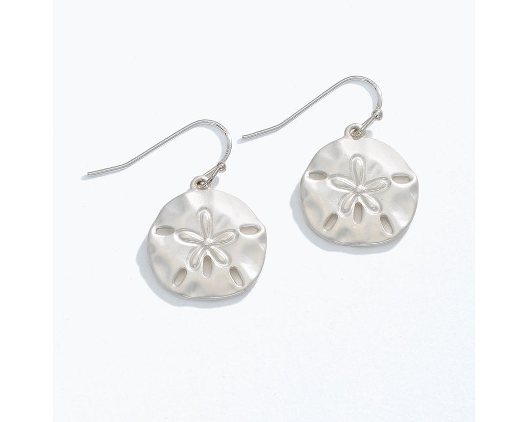 Matte Silver Sand Dollar Earrings