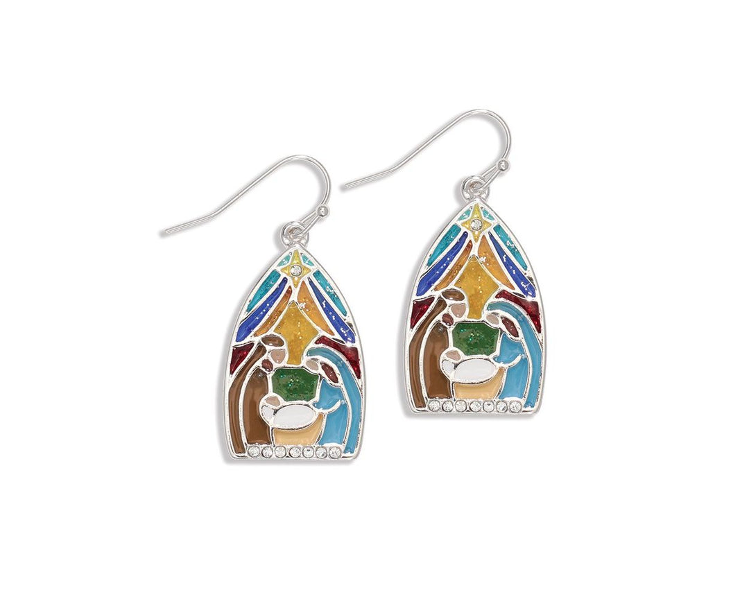 Stained Glass Nativity Earrings